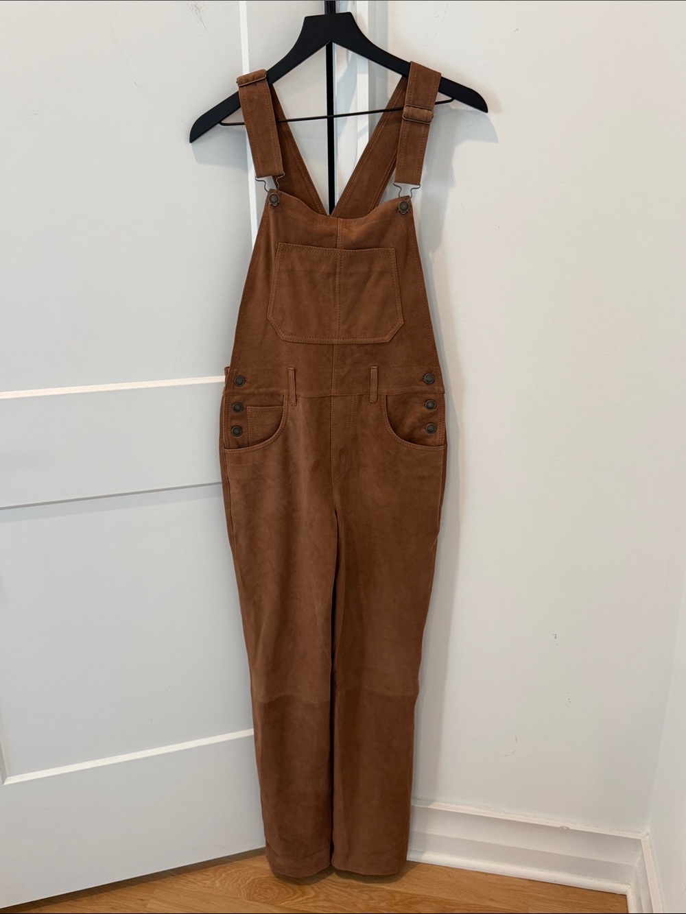 Free people ziggy suede overalls in roasted chestnut XS NWT $598